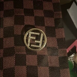 Fendi Black and Brown Checkered Bag with Gold Logo